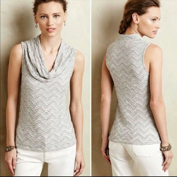 Anthropologie Tops - Anthropologie Deletta Cowl Neck Textured Tank Top